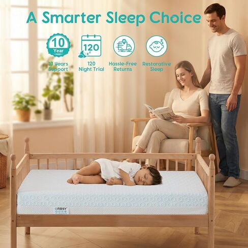 4 in 1 Crib Mattress, 6" Dual Sided Memory Foam Toddler Bed Mattress, Cotton Heat & Tencel Cooling Cover, Firm Breathable Baby Mattress for Infant & Toddler, Waterproof Linning & Washable in Kuwait