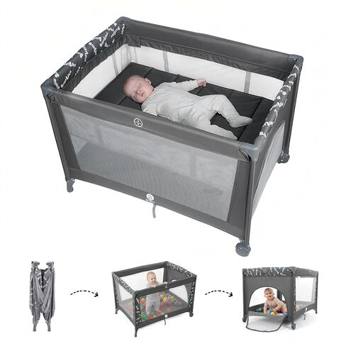 Babilous Pack and Play, Baby Bassinet with Wheels, Foldable Baby Playard for Travel, Easy Carry Bedside Bassinet, Mini Pack n Play with Comfortable Mattress & Compact Space Saving Design, Grey in Saudi Arabia