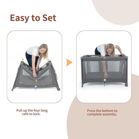 Babilous Pack and Play, Baby Bassinet with Wheels, Foldable Baby Playard for Travel, Easy Carry Bedside Bassinet, Mini Pack n Play with Comfortable Mattress & Compact Space Saving Design, Grey in Saudi Arabia