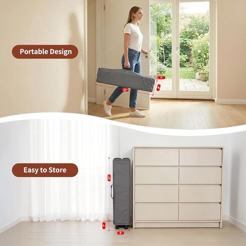 Babilous Pack and Play, Baby Bassinet with Wheels, Foldable Baby Playard for Travel, Easy Carry Bedside Bassinet, Mini Pack n Play with Comfortable Mattress & Compact Space Saving Design, Grey in Saudi Arabia
