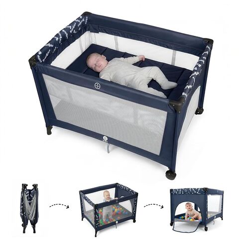 Babilous Pack and Play, Baby Bassinet with Wheels, Foldable Baby Playard for Travel, Easy Carry Bedside Bassinet, Mini Pack n Play with Comfortable Mattress & Compact Space Saving Design, Grey in Saudi Arabia