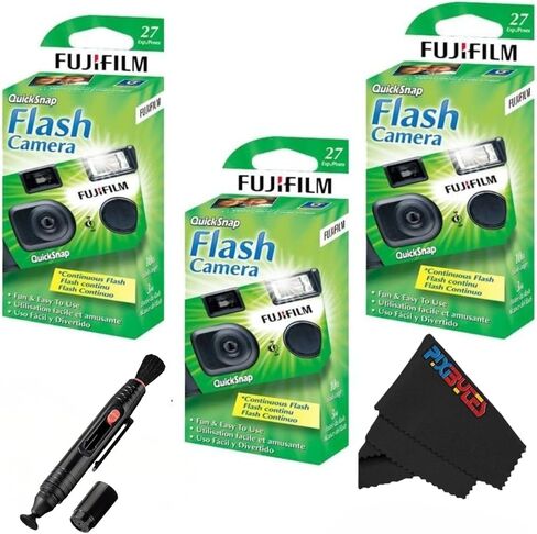 Fujifilm QuickSnap Flash 400 One-Time-Use Camera-Bonus Bundle- Free Lens Cleaning Pen and Pixibytes Signature Microfiber Cleaning Cloth... (3 x Camera + Lens Pen) in Kuwait