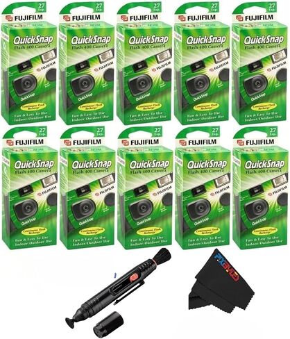 Fujifilm QuickSnap Flash 400 One-Time-Use Camera-Bonus Bundle- Free Lens Cleaning Pen and Pixibytes Signature Microfiber Cleaning Cloth... (10 x Camera + Lens Pen) in Kuwait