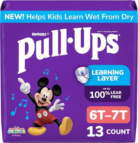 Pull-Ups Boys' Potty Training Pants, Size 6T-7T Training Underwear (55-75 lbs), 13 Count in Kuwait