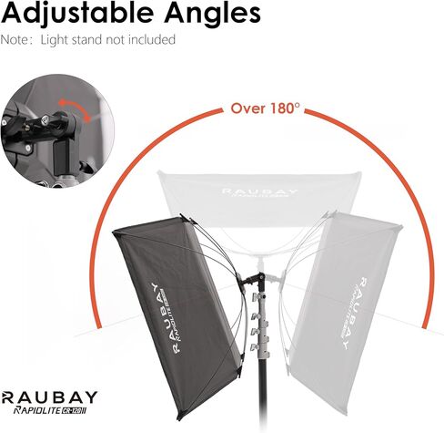 RAUBAY Quick-Open Curved Reflector, U-Shape Clamshell Light Reflector with 48in x 26in Photography Diffuser for Studio Portrait&Video Shooting, 4-in-1 Black/White/Silver/Gold, RAPIDLITE, CR-120 in Kuwait