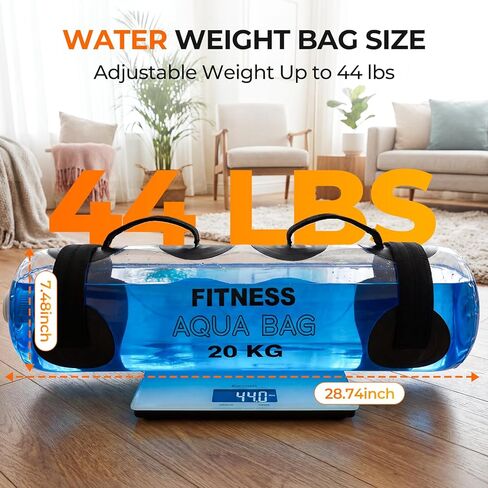 Water Weights Aqua Bag, 44 lbs - Adjustable Portable Water Weight Workout Sandbag Alternative Stability Fitness Equipment for Strength Core Balance Training Full Body Exercise Home Gym in Kuwait
