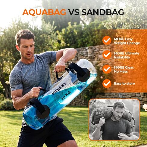 Water Weights Aqua Bag, 44 lbs - Adjustable Portable Water Weight Workout Sandbag Alternative Stability Fitness Equipment for Strength Core Balance Training Full Body Exercise Home Gym in Kuwait