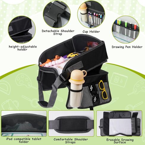 Kids Travel Tray for Car Lap Desk for Kids Ergonomic Elevated Angle Car Seat Tray with Cup Holder Storage Pockets Ideal Travel Essentials for Long Trips in Kuwait