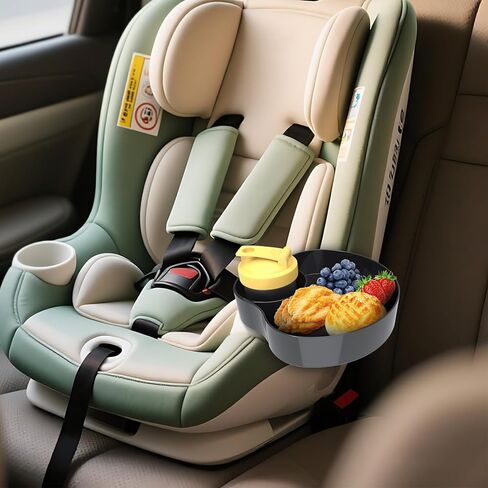 Kids Car Sanck Tray, Travel Trays for Kids with Car Cup Holder, Toddlers Road Trip Essential, Travel Snacks Food Plate for Stroller, Boosters, and Anywhere with a Cup Holder Tray (1pc black) in Saudi Arabia