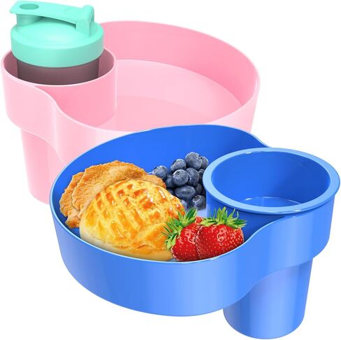 Kids Car Sanck Tray, Travel Trays for Kids with Car Cup Holder, Toddlers Road Trip Essential, Travel Snacks Food Plate for Stroller, Boosters, and Anywhere with a Cup Holder Tray (1pc black) in Saudi Arabia