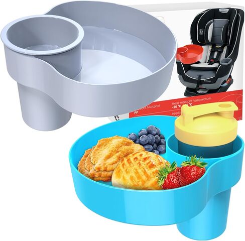 Kids Car Sanck Tray, Travel Trays for Kids with Car Cup Holder, Toddlers Road Trip Essential, Travel Snacks Food Plate for Stroller, Boosters, and Anywhere with a Cup Holder Tray (1pc black) in Saudi Arabia