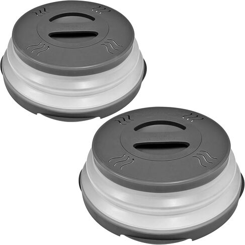 2.0 Magnetic Microwave Splatter Cover, Collapsible 12-Inch BPA-Free Food Lid with Upgraded Magnets, Vented Plate Guard, Dishwasher Safe, Space-Saving Magnetic Storage - Gray in Kuwait