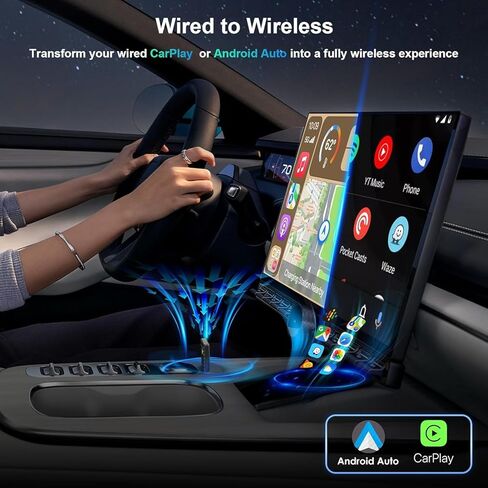 محول CarPlay اللاسلكي لـ iPhone ، لمحول Apple Carplay Wireless ، Plug & Play ، لـ iPhone iOS 10+/ for Android 11+ in Kuwait