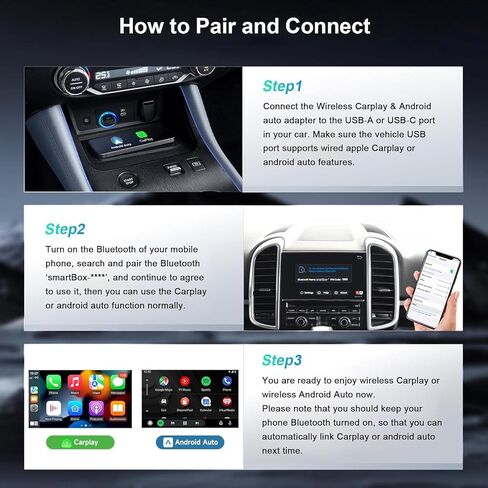 محول CarPlay اللاسلكي لـ iPhone ، لمحول Apple Carplay Wireless ، Plug & Play ، لـ iPhone iOS 10+/ for Android 11+ in Kuwait