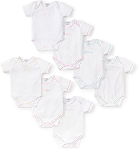 Kissy Kissy Baby Boys and Girls Days of The Week Short Sleeve 7-Pack of Bodysuits Bodysuit in Giftable Tulle Bag, NB to 9M in Kuwait