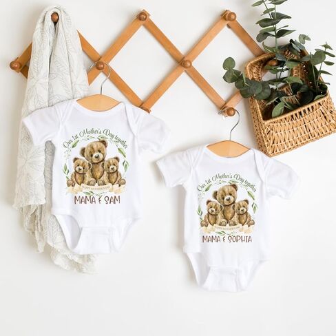Our First Mothers Day Mommy and Me Matching Outfits For Twin Mom. Baby Girl Boy And Twin Mama Gift For 1st Mother's Day. Mom Of Twins Mother's Day Gift 2025. Watercolor Mama And Baby Bears. in Kuwait