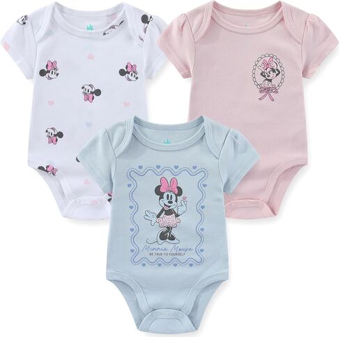 Disney Minnie Mouse Baby Girls 3 Pack Bodysuit for Newborn and Infant in Kuwait