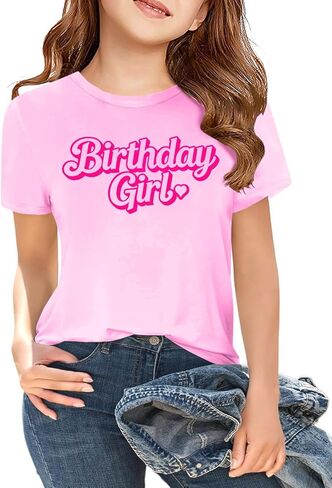 CAZYCHILD Birthday Girl Shirts Kids Birthday Party Outfit Toddler Baby Girls Gift Cute Short Sleeve Tees for 5-14Y in Saudi Arabia