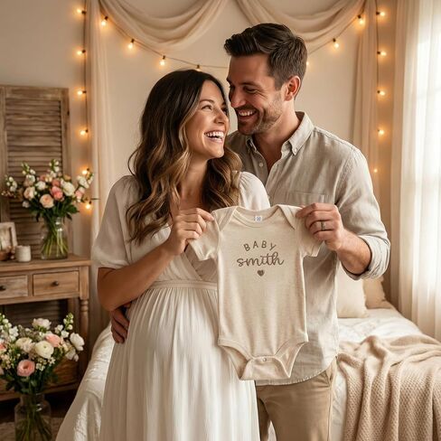 Personalized Embroidered Baby Onesies – Custom Bodysuit Gift for Pregnancy Announcement Baby Shower or First Grandchild in Kuwait