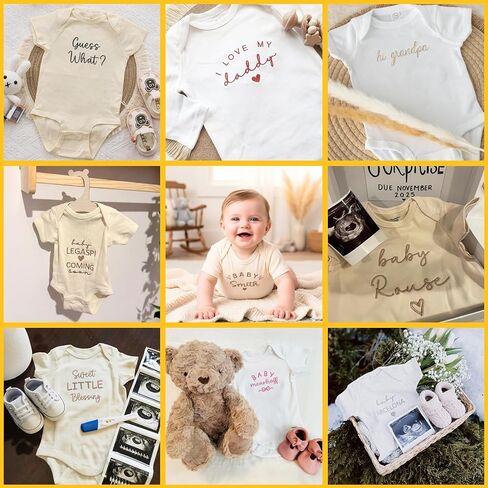 Personalized Embroidered Baby Onesies – Custom Bodysuit Gift for Pregnancy Announcement Baby Shower or First Grandchild in Kuwait