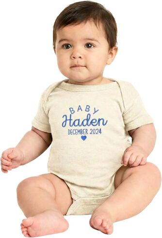 Personalized Embroidered Baby Onesies – Custom Bodysuit Gift for Pregnancy Announcement Baby Shower or First Grandchild in Kuwait