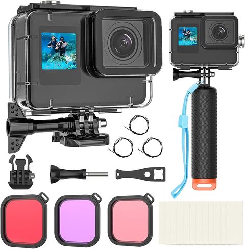 Waterproof Diving Housing for Go Pro Hero 13/12/11/10/9 Black,60M/196FT Protective Underwater Diving Housing Shell Accessories in Kuwait
