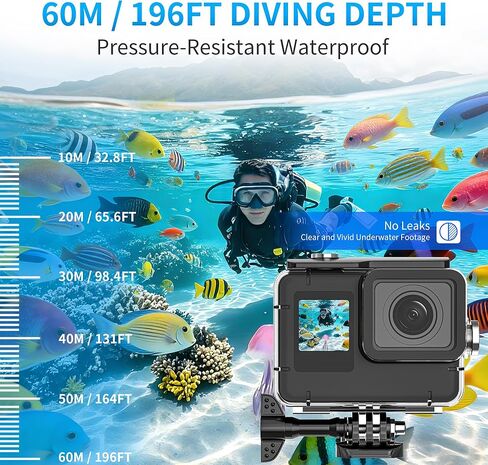 Waterproof Diving Housing for Go Pro Hero 13/12/11/10/9 Black,60M/196FT Protective Underwater Diving Housing Shell Accessories in Kuwait