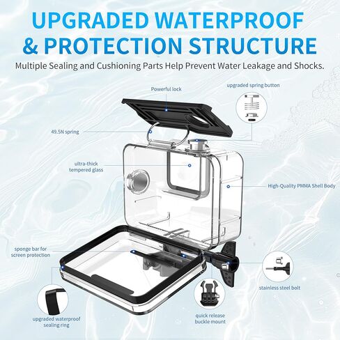 Waterproof Diving Housing for Go Pro Hero 13/12/11/10/9 Black,60M/196FT Protective Underwater Diving Housing Shell Accessories in Kuwait