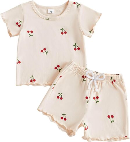 Toddler Baby Girl Summer Clothes Watermelon Print Short Sleeve Top Short Casual Outfit 3 6 12 18 Month 2T 3T 4T in Saudi Arabia