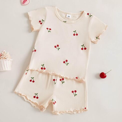 Toddler Baby Girl Summer Clothes Watermelon Print Short Sleeve Top Short Casual Outfit 3 6 12 18 Month 2T 3T 4T in Saudi Arabia
