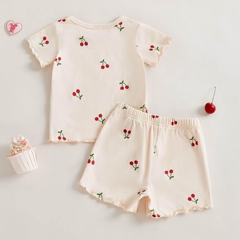 Toddler Baby Girl Summer Clothes Watermelon Print Short Sleeve Top Short Casual Outfit 3 6 12 18 Month 2T 3T 4T in Saudi Arabia