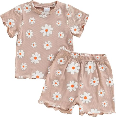 Toddler Baby Girl Summer Clothes Watermelon Print Short Sleeve Top Short Casual Outfit 3 6 12 18 Month 2T 3T 4T in Saudi Arabia