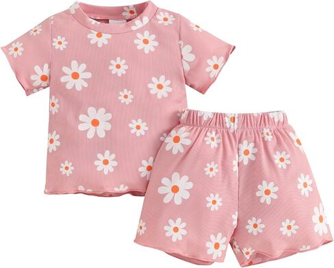 Toddler Baby Girl Summer Clothes Watermelon Print Short Sleeve Top Short Casual Outfit 3 6 12 18 Month 2T 3T 4T in Saudi Arabia