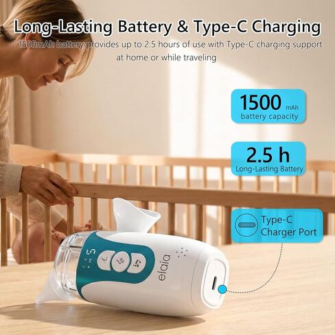 elaia 2-in-1 Electric Nasal Aspirator for Baby with Spray, Fine Mist, 5 Suction Levels up to 65kPa, BPA-Free Silicone, Quiet Nose Sucker, Portable Snot & Booger Sucker for Infants in Kuwait