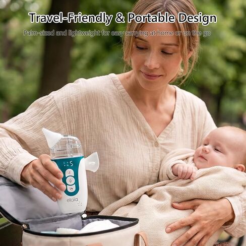 elaia 2-in-1 Electric Nasal Aspirator for Baby with Spray, Fine Mist, 5 Suction Levels up to 65kPa, BPA-Free Silicone, Quiet Nose Sucker, Portable Snot & Booger Sucker for Infants in Kuwait