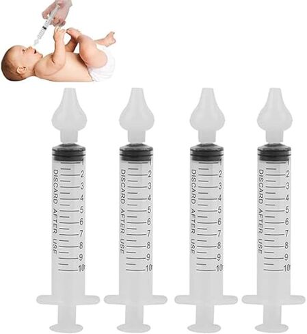 شفاط أنف للأطفال، عبوة واحدة، 4 قطع - شفاط أنف سيليكون آمن وقابل لإعادة الاستخدام لحديثي الولادة - إزالة مخاط الرضع مع حقنة منظف الأنف 10 مل - رذاذ الأنف/نظافة الأنف in Kuwait