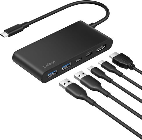 Belkin USB C Hub, 7-Port Hub w/ 4K HDMI Display @ 60Hz, SD & MicroSD, 100W Power Delivery, Fast Data Transfer 5Gbps, USB C Multiport Adapter for MacBook, iPad Pro, Chromebook, etc. - Upgraded HDMI 2.0 in Saudi Arabia