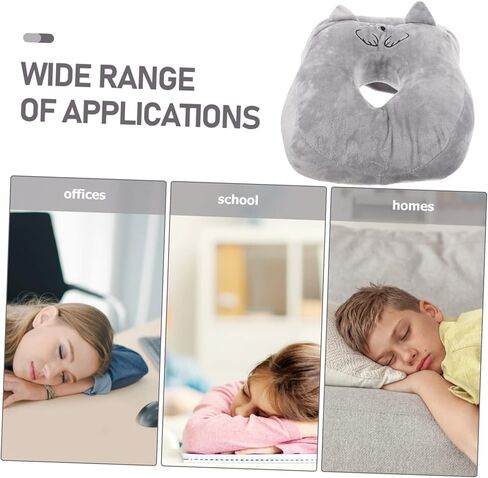 Luxshiny Ergonomic Office Desk Pillow with Arm Cartoon Gray Cat Design Soft Down Cotton Filling Breathable and Supportive Nap Pillow for Face Down Sleeping at School Work in Kuwait
