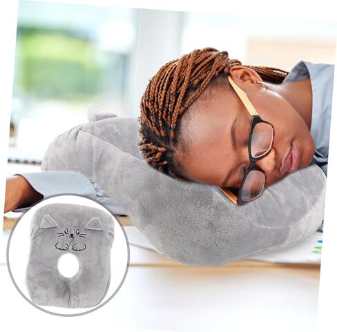 Luxshiny Ergonomic Office Desk Pillow with Arm Cartoon Gray Cat Design Soft Down Cotton Filling Breathable and Supportive Nap Pillow for Face Down Sleeping at School Work in Kuwait