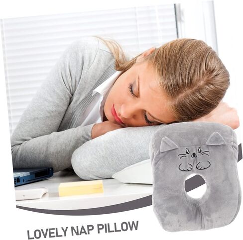 Luxshiny Ergonomic Office Desk Pillow with Arm Cartoon Gray Cat Design Soft Down Cotton Filling Breathable and Supportive Nap Pillow for Face Down Sleeping at School Work in Kuwait