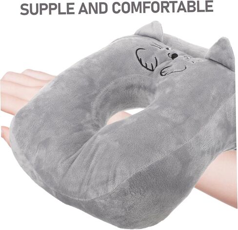 Luxshiny Ergonomic Office Desk Pillow with Arm Cartoon Gray Cat Design Soft Down Cotton Filling Breathable and Supportive Nap Pillow for Face Down Sleeping at School Work in Kuwait