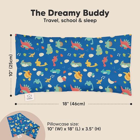 وسادة للأطفال الصغار مع كيس وسادة من KeaBabies - وسائد سرير للسفر My Little Dreamy Kids مقاس 10×18 للنوم، كيس وسادة صغير من القطن، ناعم ومسامي، يمكن غسله في الغسالة، من عمر 2-5 سنوات in Kuwait