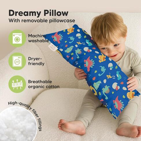 وسادة للأطفال الصغار مع كيس وسادة من KeaBabies - وسائد سرير للسفر My Little Dreamy Kids مقاس 10×18 للنوم، كيس وسادة صغير من القطن، ناعم ومسامي، يمكن غسله في الغسالة، من عمر 2-5 سنوات in Kuwait