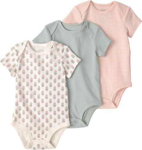 little planet by carter's Baby Girls' 3-pack Short Sleeve Bodysuits Made With Organic Cotton in Saudi Arabia