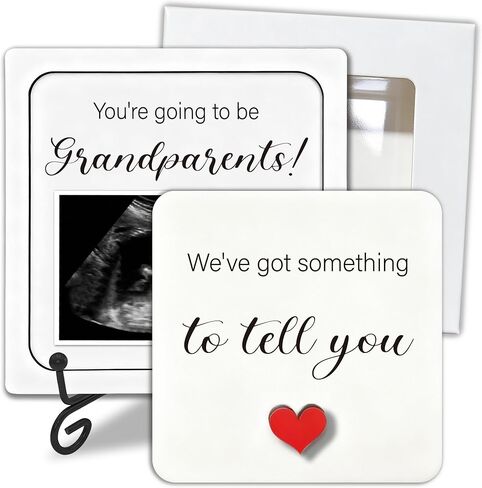 Ivory White Pregnancy Announcement, We’ve Been Keeping a Little Secret, Baby Birth Announcement, Ultrasound Photo Frame Wooden Keepsake Box, Surprise Gift Sign for New Grandparents & Loved Ones in Kuwait