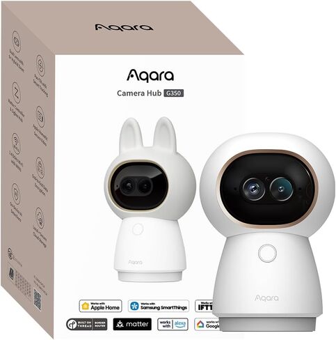 محور كاميرا Aqara 4K UHD ثنائي العدسات G350، كاميرا أمان داخلية تكبير 9X، دوران وإمالة 360 درجة، تتبع تلقائي بالذكاء الاصطناعي، التعرف على الوجه/الإيماءات، يعمل مع Apple HomeKit، Alexa، Google Home، SmartThings in Kuwait