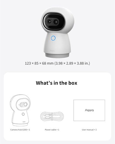 محور كاميرا Aqara 4K UHD ثنائي العدسات G350، كاميرا أمان داخلية تكبير 9X، دوران وإمالة 360 درجة، تتبع تلقائي بالذكاء الاصطناعي، التعرف على الوجه/الإيماءات، يعمل مع Apple HomeKit، Alexa، Google Home، SmartThings in Kuwait