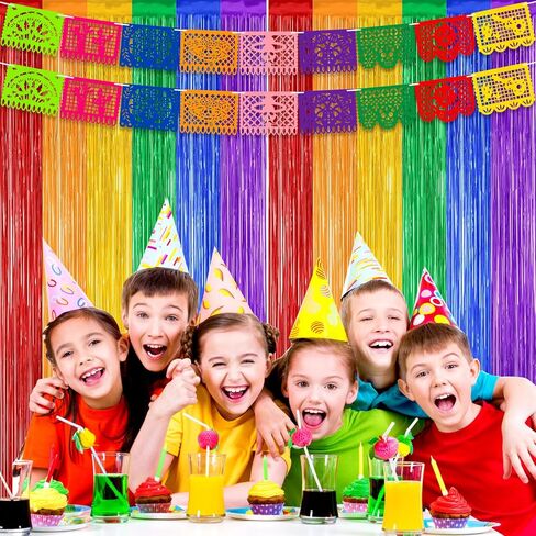 سينكو دي مايو ديكورات حفلات العيد ستائر فويل هامشية خلفية لافتة العيد للديكور المكسيكي وحفلات الزفاف والخطوبة ومستلزمات حفلات قوس قزح in Kuwait