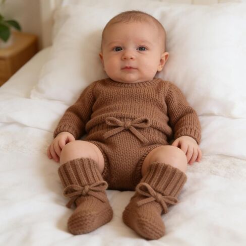 LifeTree Baby Boots-2 أزواج، أحذية أطفال كروشيه مريحة مصنوعة يدويًا من القطن، أحذية شتوية لحديثي الولادة 0-6 أشهر للأولاد والبنات، جوارب دافئة وناعمة للأطفال الرضع in Kuwait