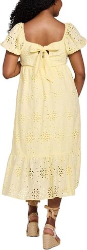 Motherhood Maternity Women's Square Neck Puff Sleeve Smocked Midi Pregnancy Dress in Saudi Arabia